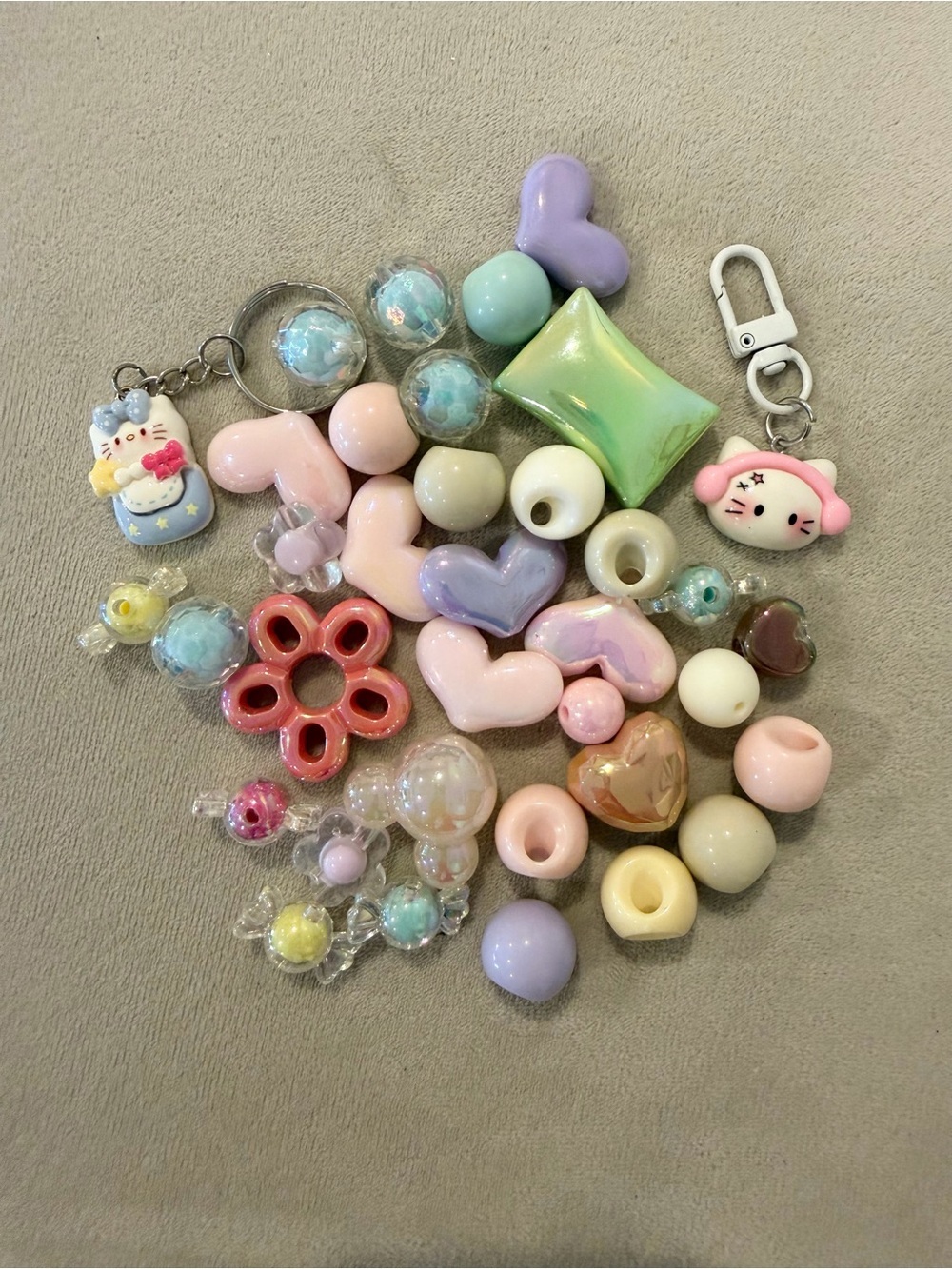 Assorted Pastel Beads for DYI Bag Charms Phone Charms Lot #2 - Picture 5 of 5